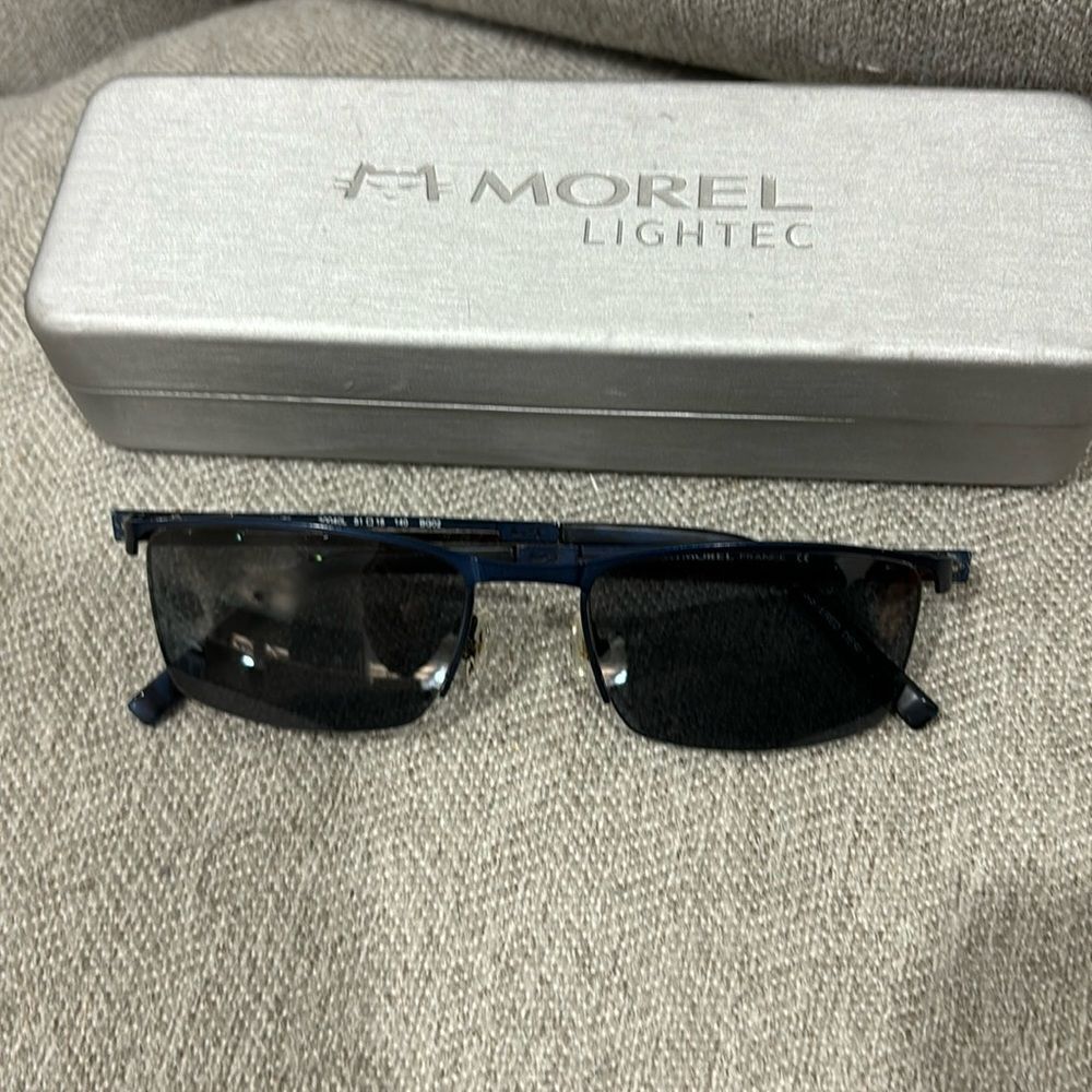Lightec Morel France 30040L eyeglass frame 51-18-140 Blue metal half rim eyewear
